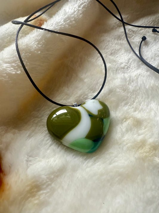 Fused glass handmade pendant necklace