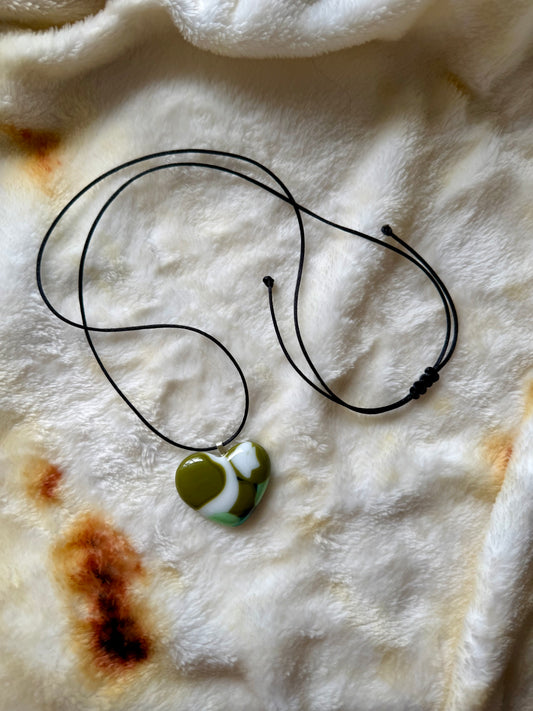 Fused glass handmade pendant necklace